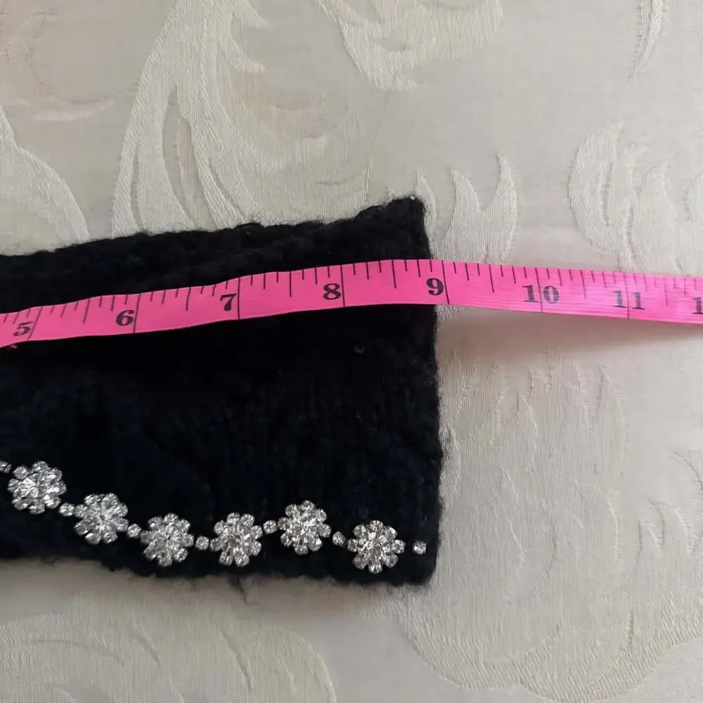 Betsey Johnson Headband Winter Bandana Cream Ice Princess Knit Bling Bling O/S‎